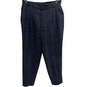 Women’s vintage wool trouser pants high rise navy plaid size 10